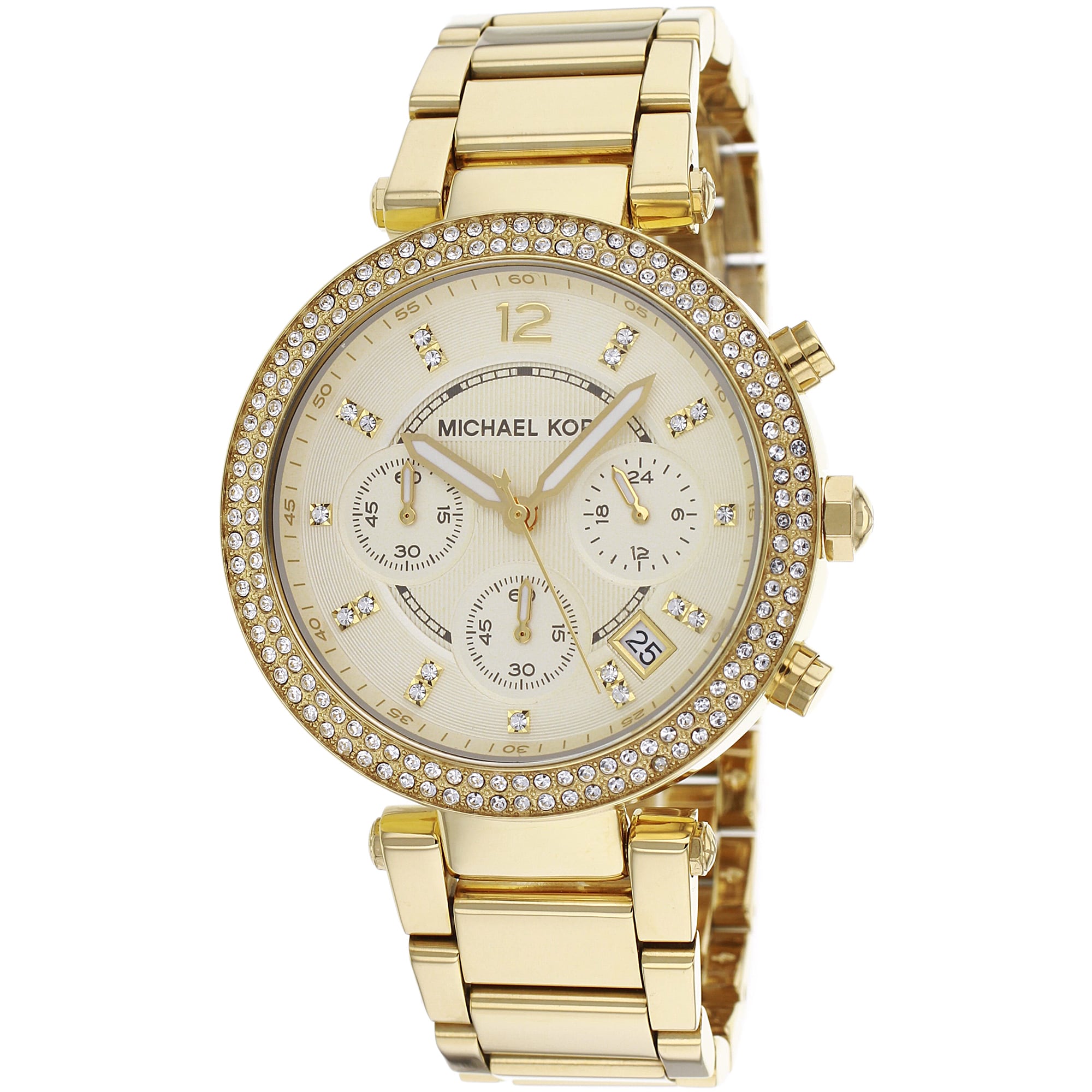 PEF Borgmester Afvige Michael Kors Women's MK5354 'Parker' Yellow Gold-tone Crystal Watch - Gold  - Overstock - 8700605