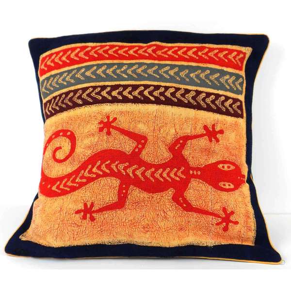 Handmade Lizard Design Batik Cushion Cover (Zimbabwe)   15951736