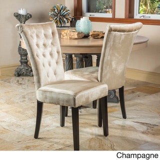 Christopher Knight Home Venetian Tufted Dining Chairs (Set of 2) by  (Upholstered - Velvet/Polyester Blend - Champagne - Traditional - Parson