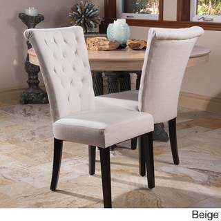 Christopher Knight Home Venetian Tufted Dining Chairs (Set of 2) by  (Wood - Polyester/Polyester Blend - Beige - Modern and Contemporary - Dining