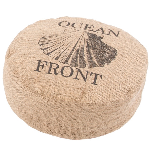 Modern Tan/ Black 18 inch Cylindrical Jute Pouf