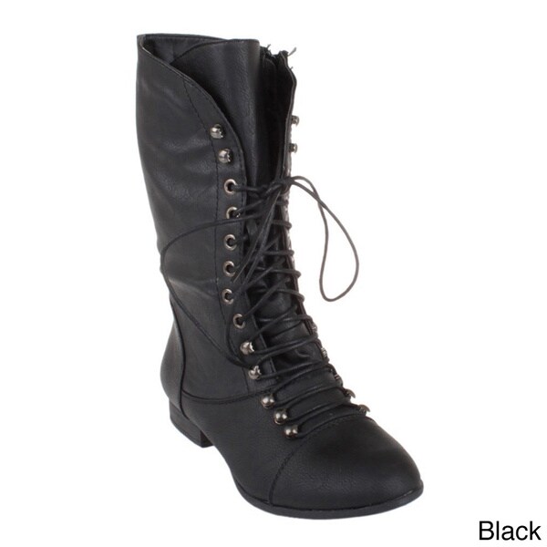 Shop Top Moda Women's 'Coco-7' Mid-calf Military Combat Boots - Free ...