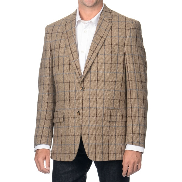 Henry Grethel Men's Brown Windowpane Camel Hair Blazer Henry Grethel Blazers