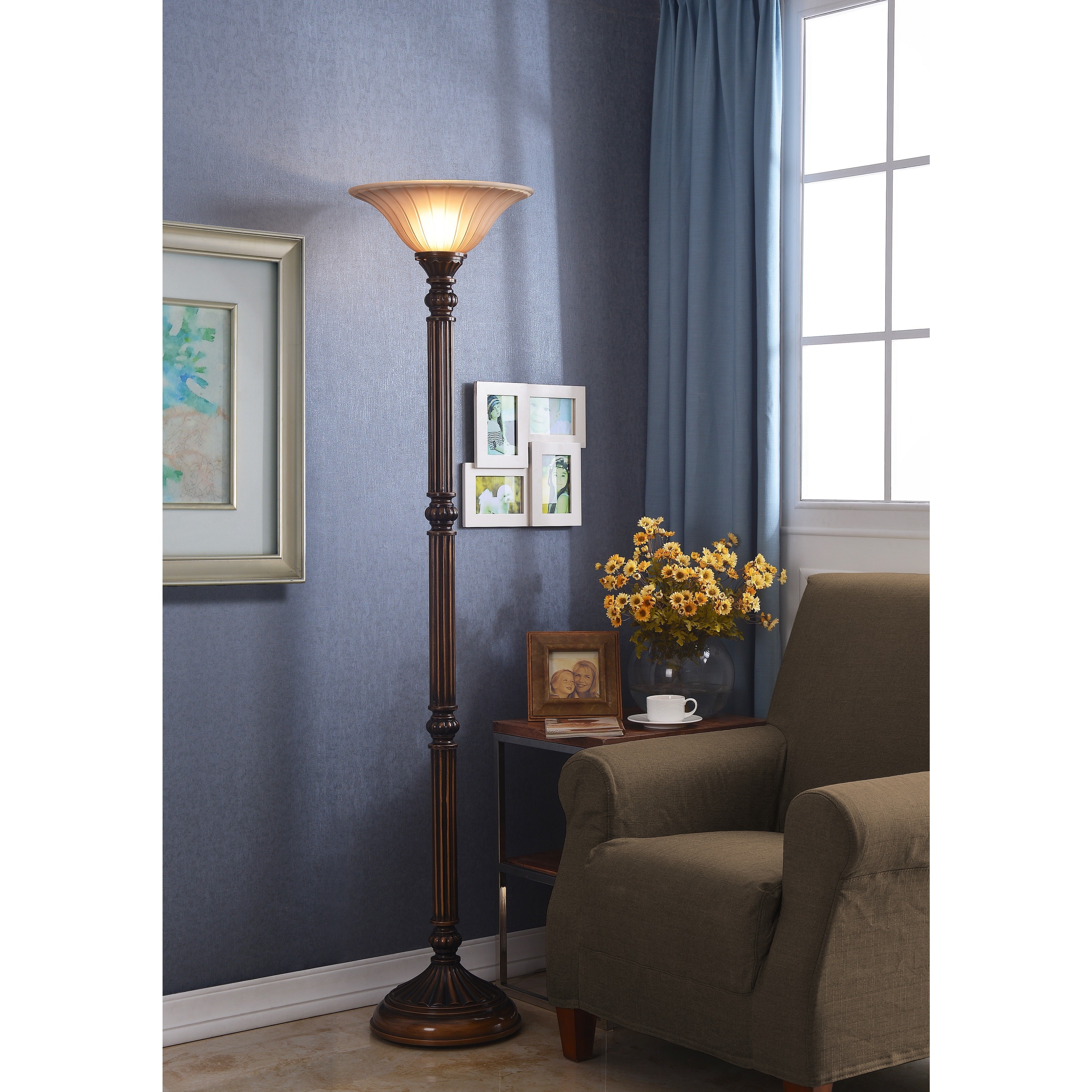 Linton 1 light Aged Golden Bronze Torchiere