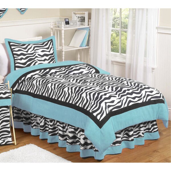 Sweet Jojo Designs Turquoise Funky Zebra 3 piece Full/Queen Comforter Set Sweet Jojo Designs Kids' Comforter Sets