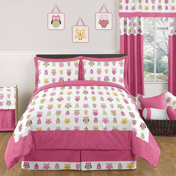 Shop Sweet Jojo Designs Pink Happy Owl 3 Piece Full Queen