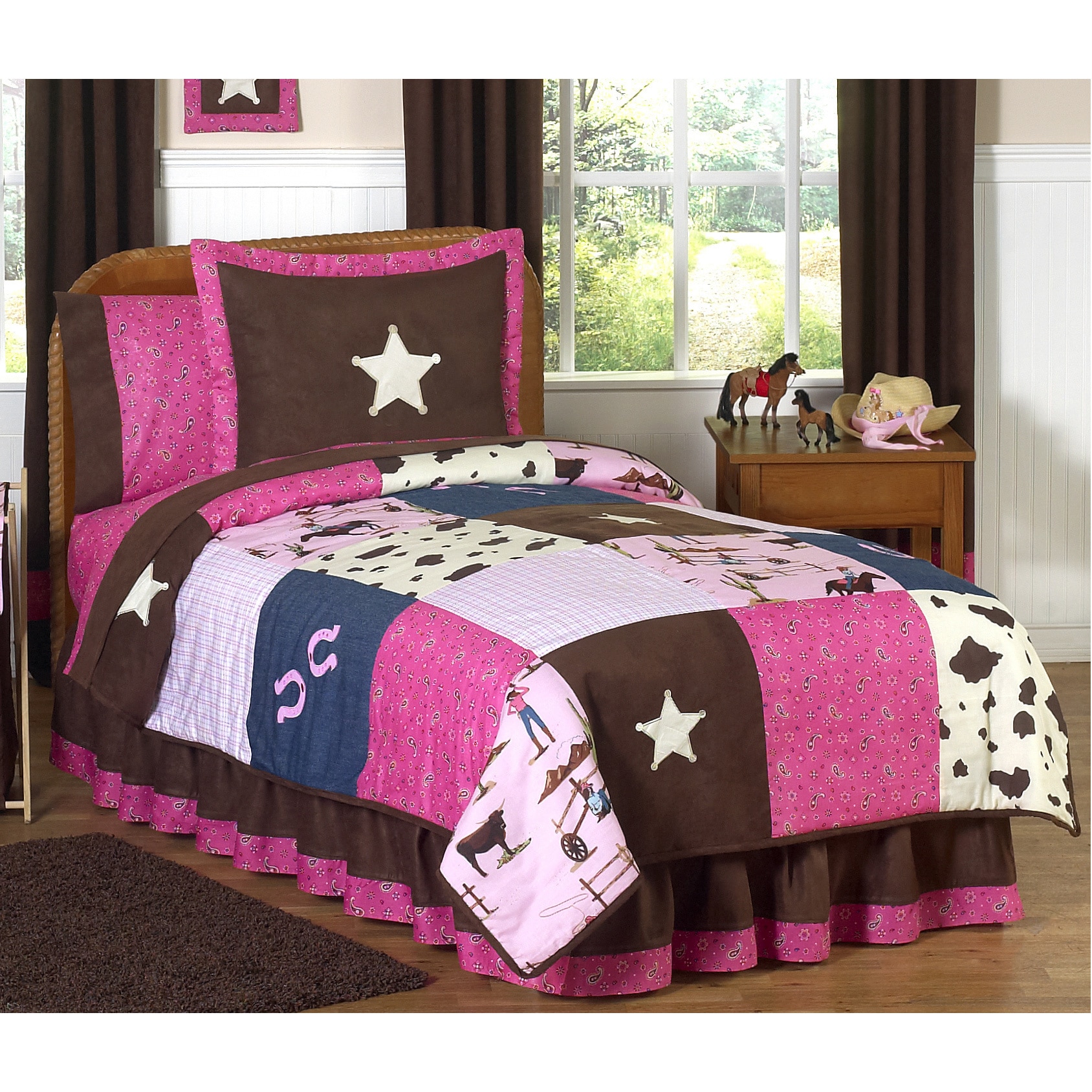 Sweet Jojo Designs Girls Cowgirl 3 Piece Full Queen Comforter Set Overstock 8701115