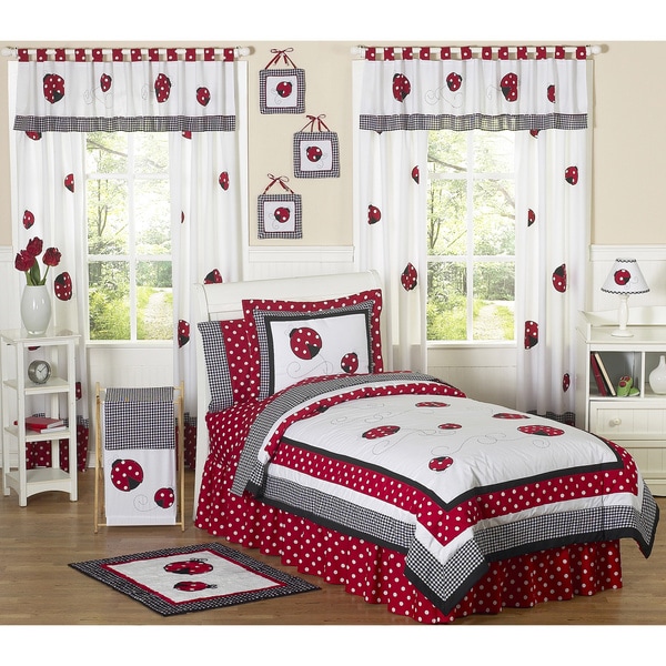 Sweet Jojo Designs Girls Ladybug 4 piece Twin Comforter Set