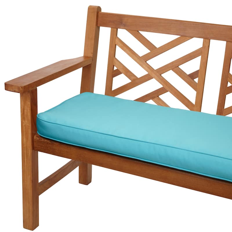 Sorra Home Aruba Blue Corded Indoor/ Outdoor Bench Cushion with Sunbrella Fabric