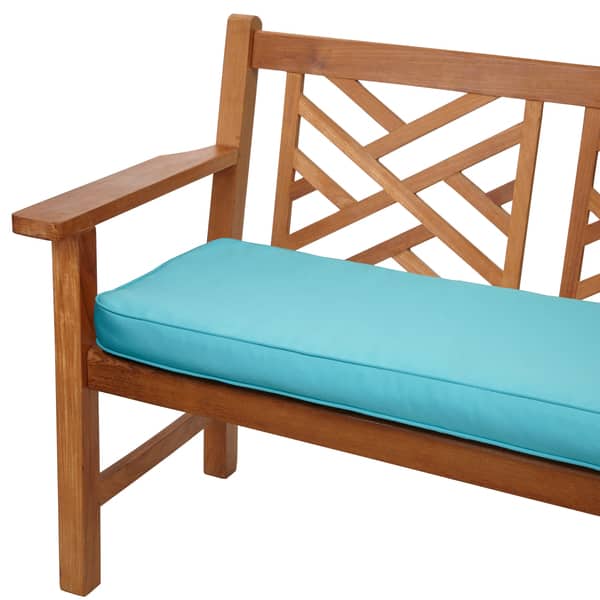 slide 1 of 4, Aruba Blue Corded Indoor/ Outdoor Bench Cushion with Sunbrella Fabric