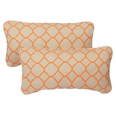 Sorra Home Moroccan Orange Indoor/ Outdoor Corded 12 x 24 inch Lumbar Pillows with Sunbrella Fabric (Set of 2)