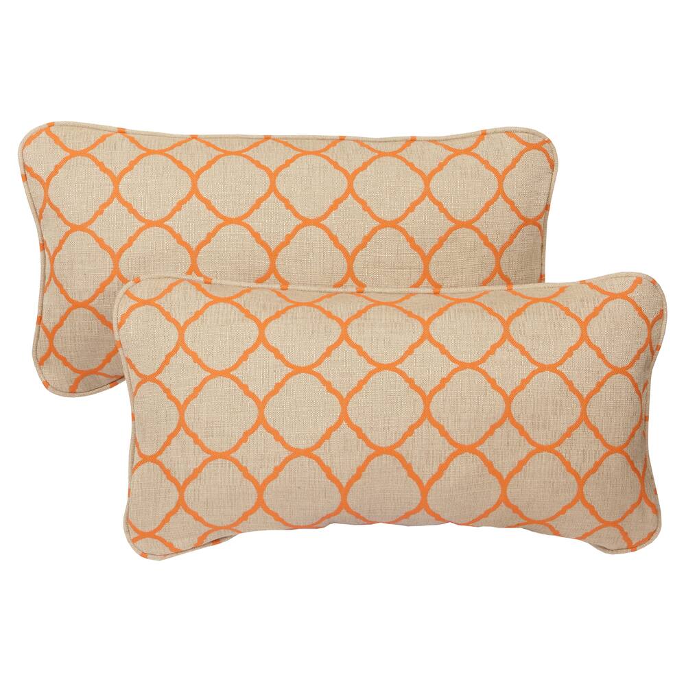 Sorra Home Moroccan Orange Indoor/ Outdoor Corded 12 x 24 inch Lumbar Pillows with Sunbrella Fabric (Set of 2)