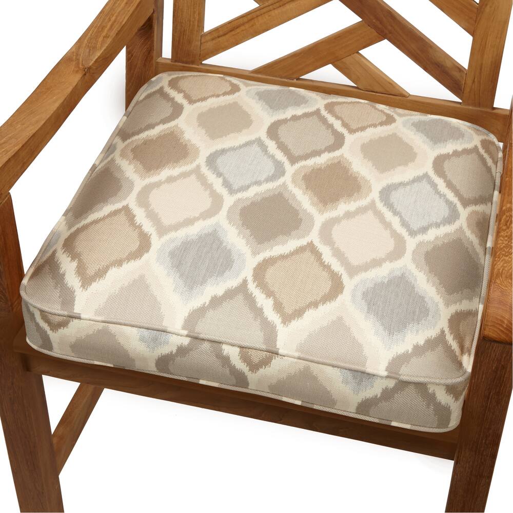 Sorra Home Beige/ Grey Ogee Indoor/ Outdoor 19-inch Chair Cushion with Sunbrella Fabric