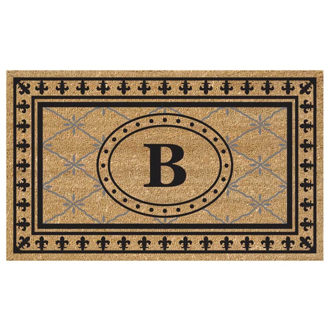 Superscraper Vinyl/ Coir Bungalow Design Monogrammed Doormat