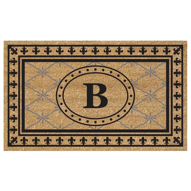 SuperScraper Coir Fiber Bungalow Design Monogrammed Doormat