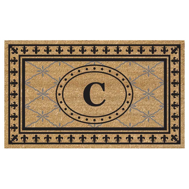 Superscraper Vinyl/ Coir Bungalow Design Monogrammed Doormat