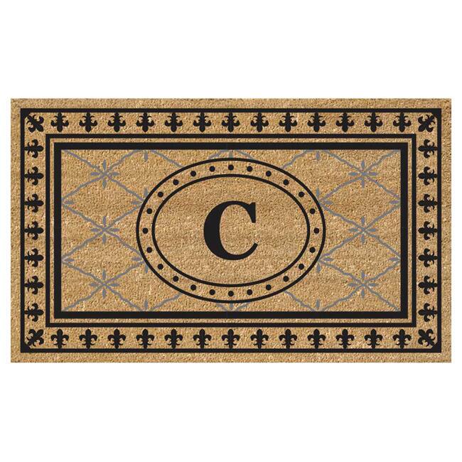 SuperScraper Coir Fiber Bungalow Design Monogrammed Doormat