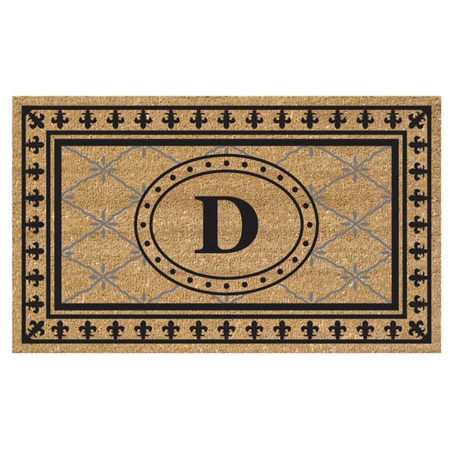 SuperScraper Coir Fiber Bungalow Design Monogrammed Doormat