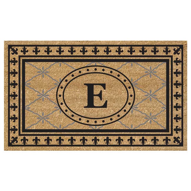 SuperScraper Coir Fiber Bungalow Design Monogrammed Doormat - E - Bungalow - 18 inches x 30 inches