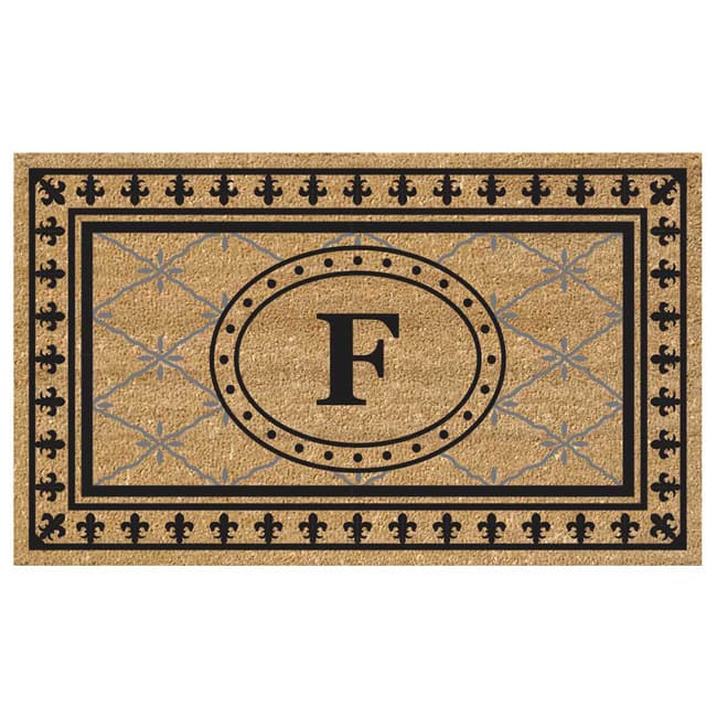 SuperScraper Coir Fiber Bungalow Design Monogrammed Doormat