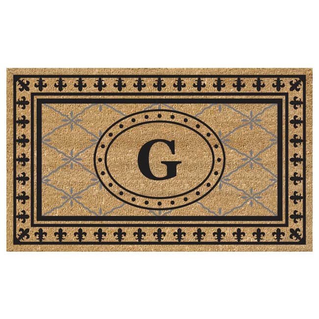 SuperScraper Coir Fiber Bungalow Design Monogrammed Doormat