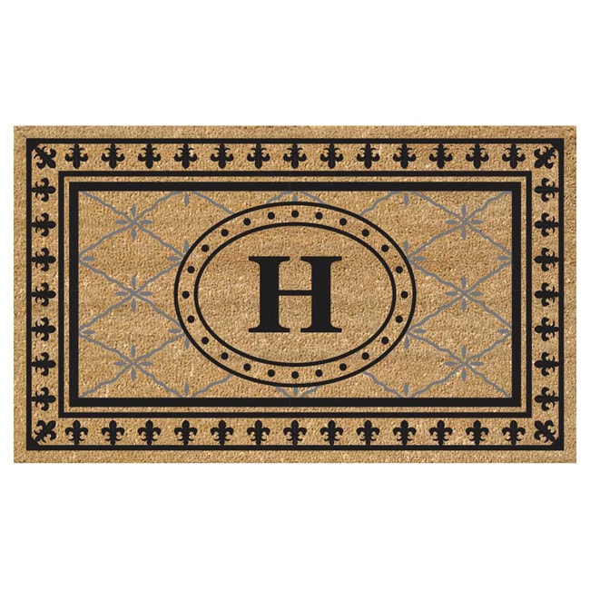 Superscraper Vinyl/ Coir Bungalow Design Monogrammed Doormat