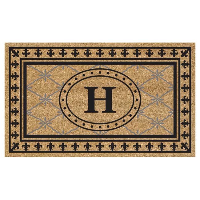 SuperScraper Coir Fiber Bungalow Design Monogrammed Doormat