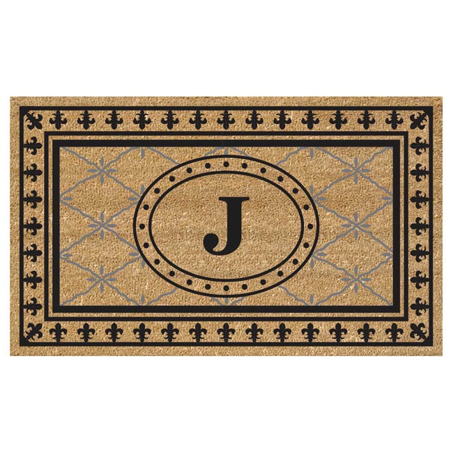 Superscraper Vinyl/ Coir Bungalow Design Monogrammed Doormat