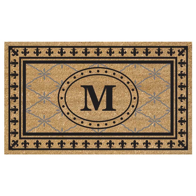 Superscraper Vinyl/ Coir Bungalow Design Monogrammed Doormat