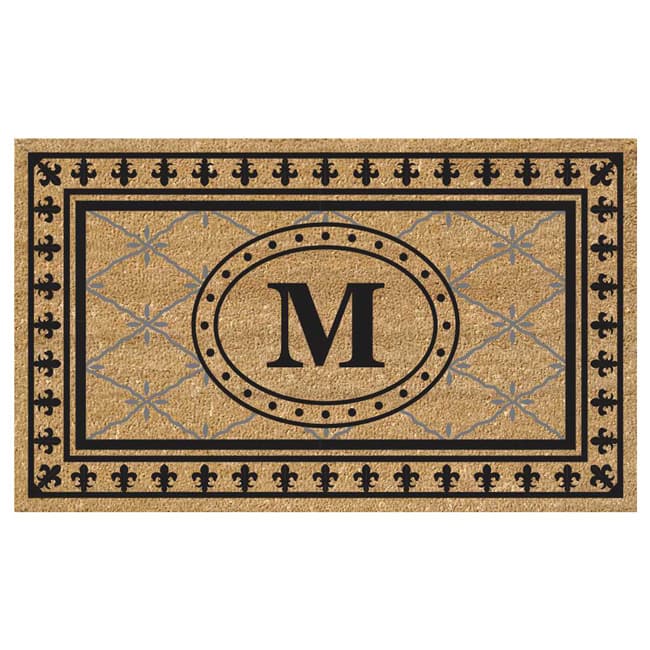SuperScraper Coir Fiber Bungalow Design Monogrammed Doormat