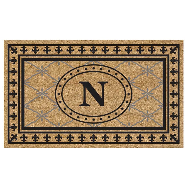 Superscraper Vinyl/ Coir Bungalow Design Monogrammed Doormat