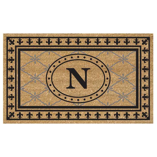 SuperScraper Coir Fiber Bungalow Design Monogrammed Doormat