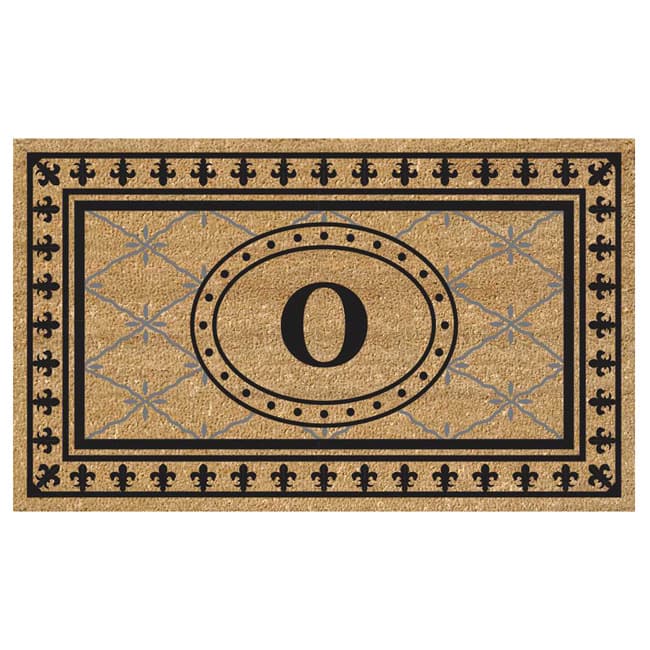 SuperScraper Coir Fiber Bungalow Design Monogrammed Doormat - O - Bungalow - 18 inches x 30 inches