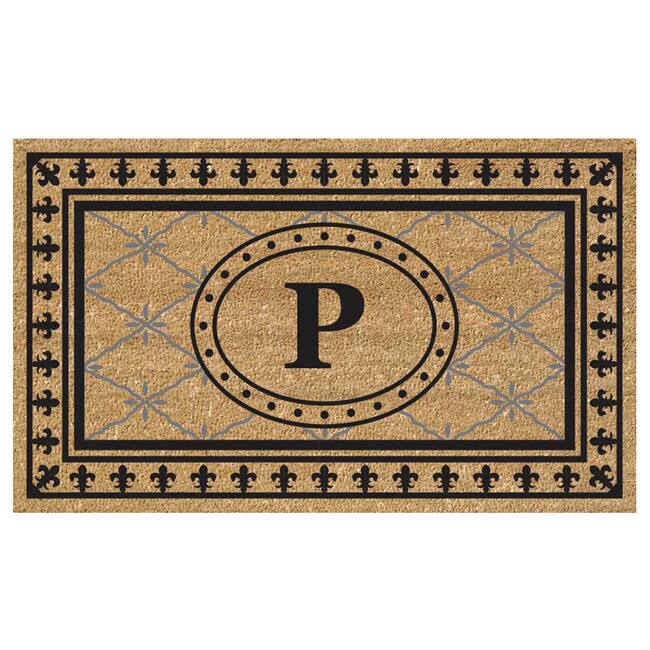 SuperScraper Coir Fiber Bungalow Design Monogrammed Doormat