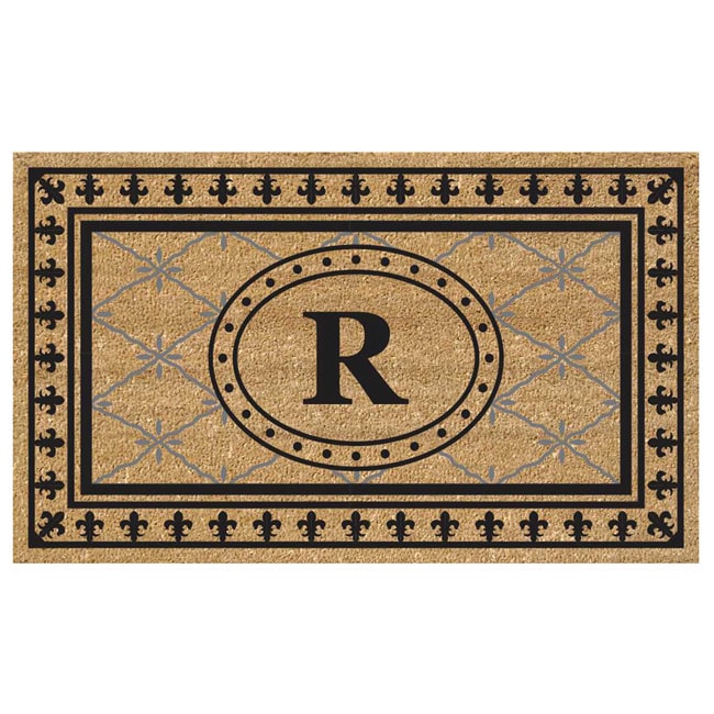 Superscraper Vinyl/ Coir Bungalow Design Monogrammed Doormat