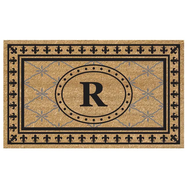 SuperScraper Coir Fiber Bungalow Design Monogrammed Doormat