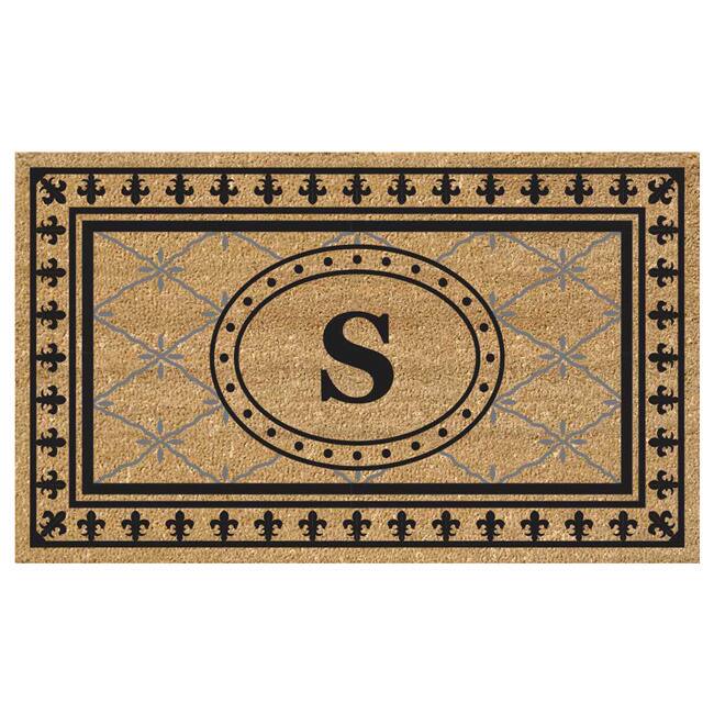 SuperScraper Coir Fiber Bungalow Design Monogrammed Doormat