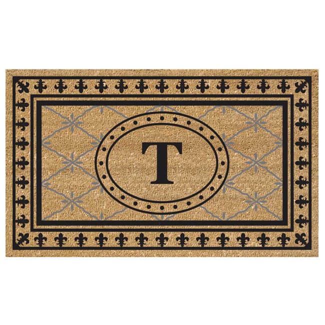 SuperScraper Coir Fiber Bungalow Design Monogrammed Doormat