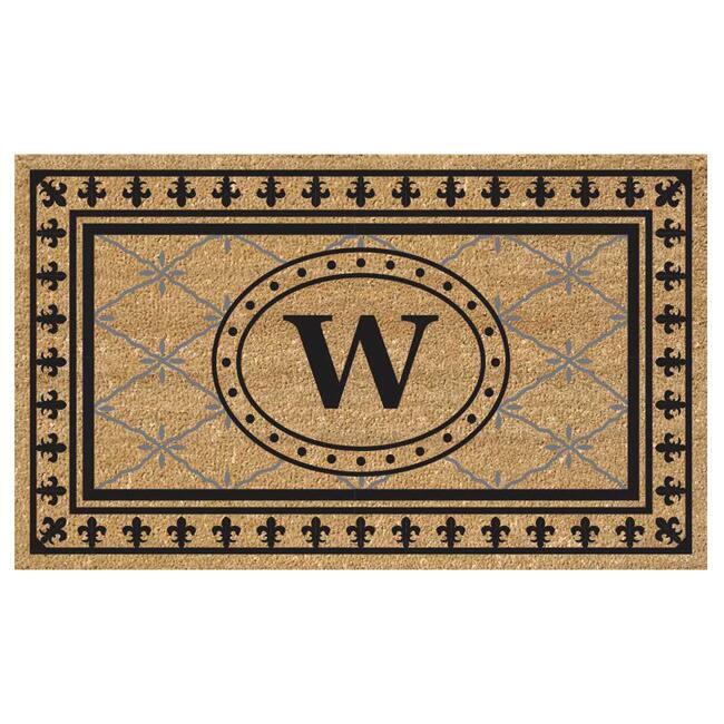 SuperScraper Coir Fiber Bungalow Design Monogrammed Doormat