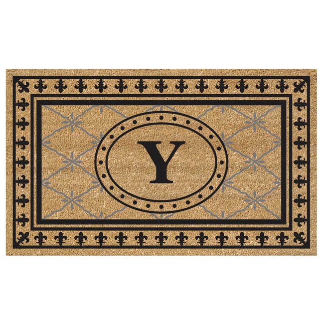 Superscraper Vinyl/ Coir Bungalow Design Monogrammed Doormat