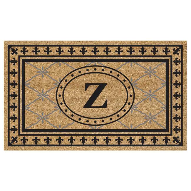 SuperScraper Coir Fiber Bungalow Design Monogrammed Doormat - Z - Bungalow - 18 inches x 30 inches