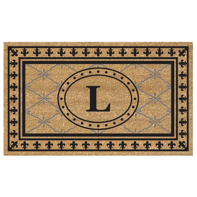 Superscraper Vinyl/ Coir Bungalow Design Monogrammed Doormat