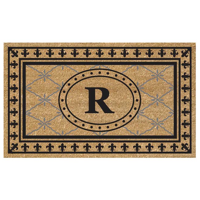 Superscraper Vinyl/ Coir Bungalow Design Monogrammed Doormat