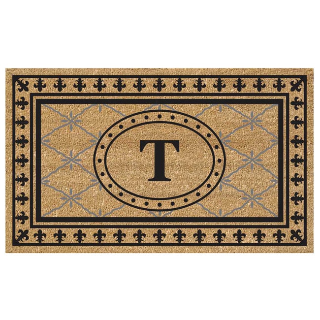 Superscraper Vinyl/ Coir Bungalow Design Monogrammed Doormat