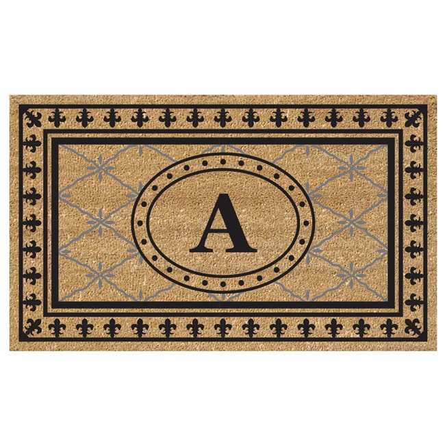 Superscraper Vinyl/ Coir Bungalow Design Monogrammed Doormat