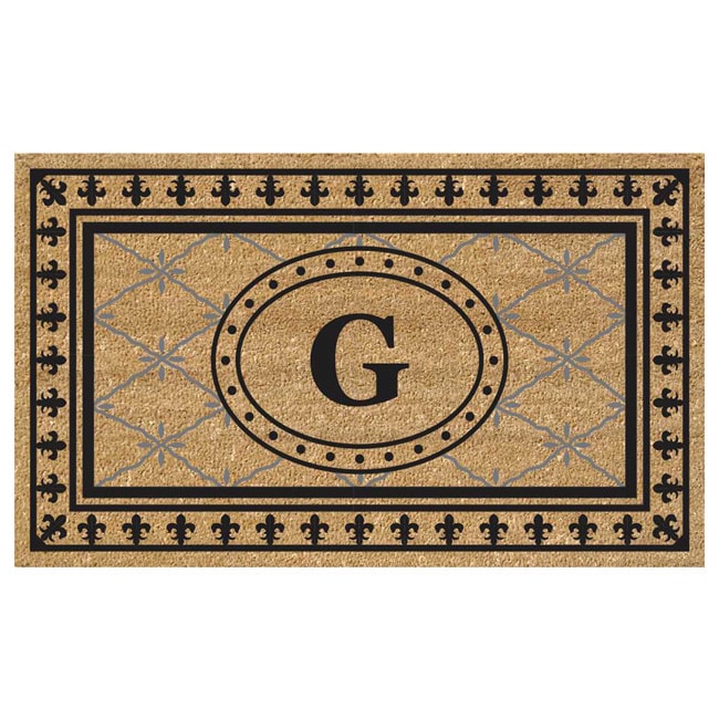 Superscraper Vinyl/ Coir Bungalow Design Monogrammed Doormat