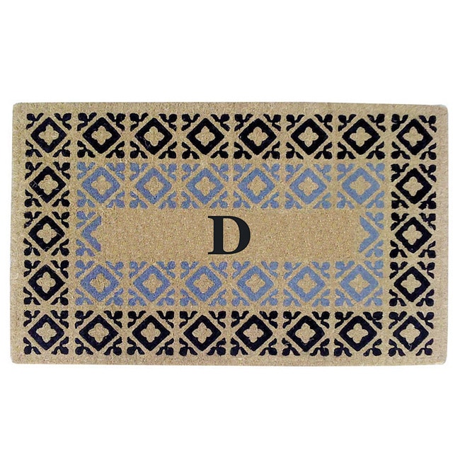 Handmade Monogrammed Decorative Crispin Blue Coir Door Mat (110 X 3)