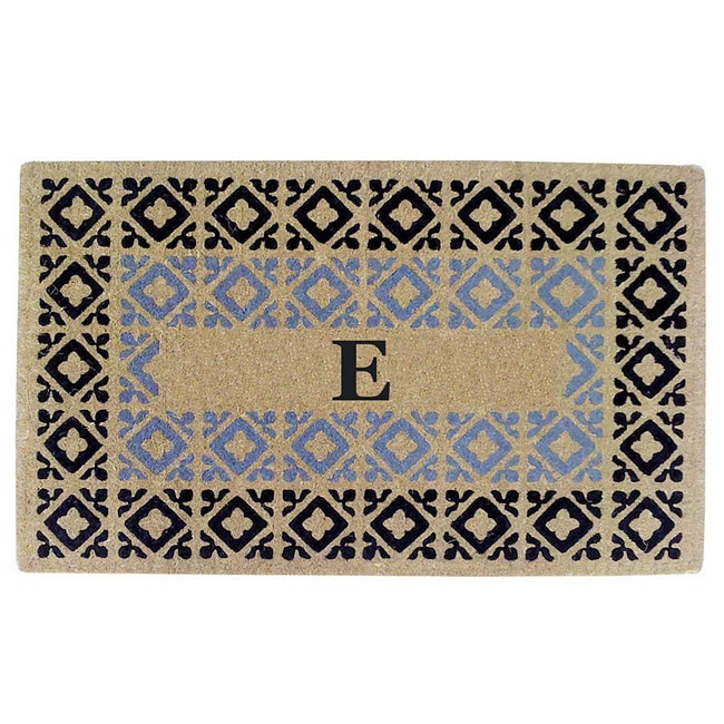 Handmade Monogrammed Decorative Crispin Blue Coir Door Mat (110 X 3)