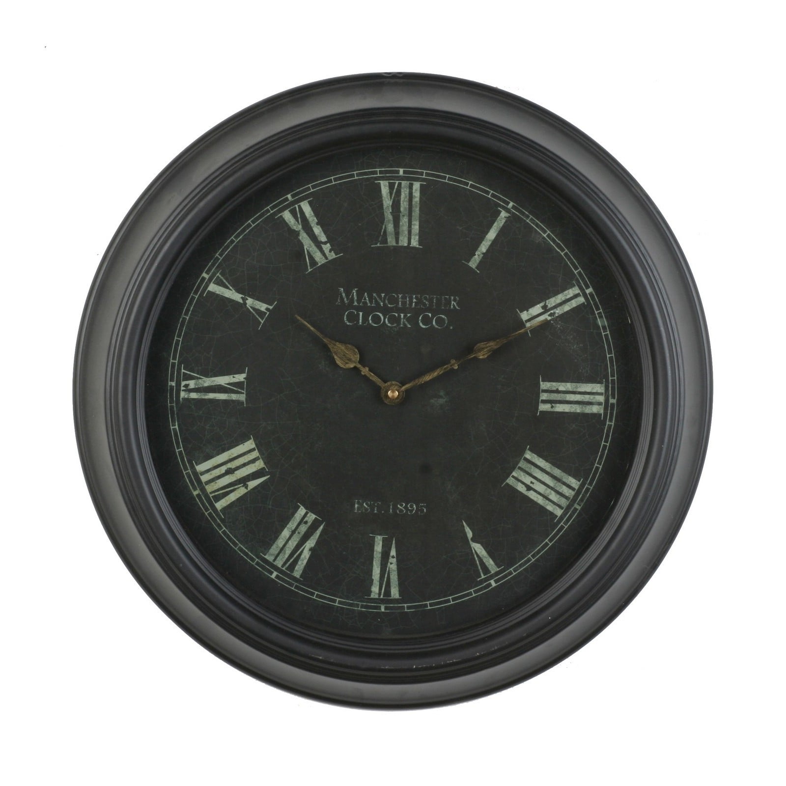 Round 19 inch Vintage Black Metal Wall Clock