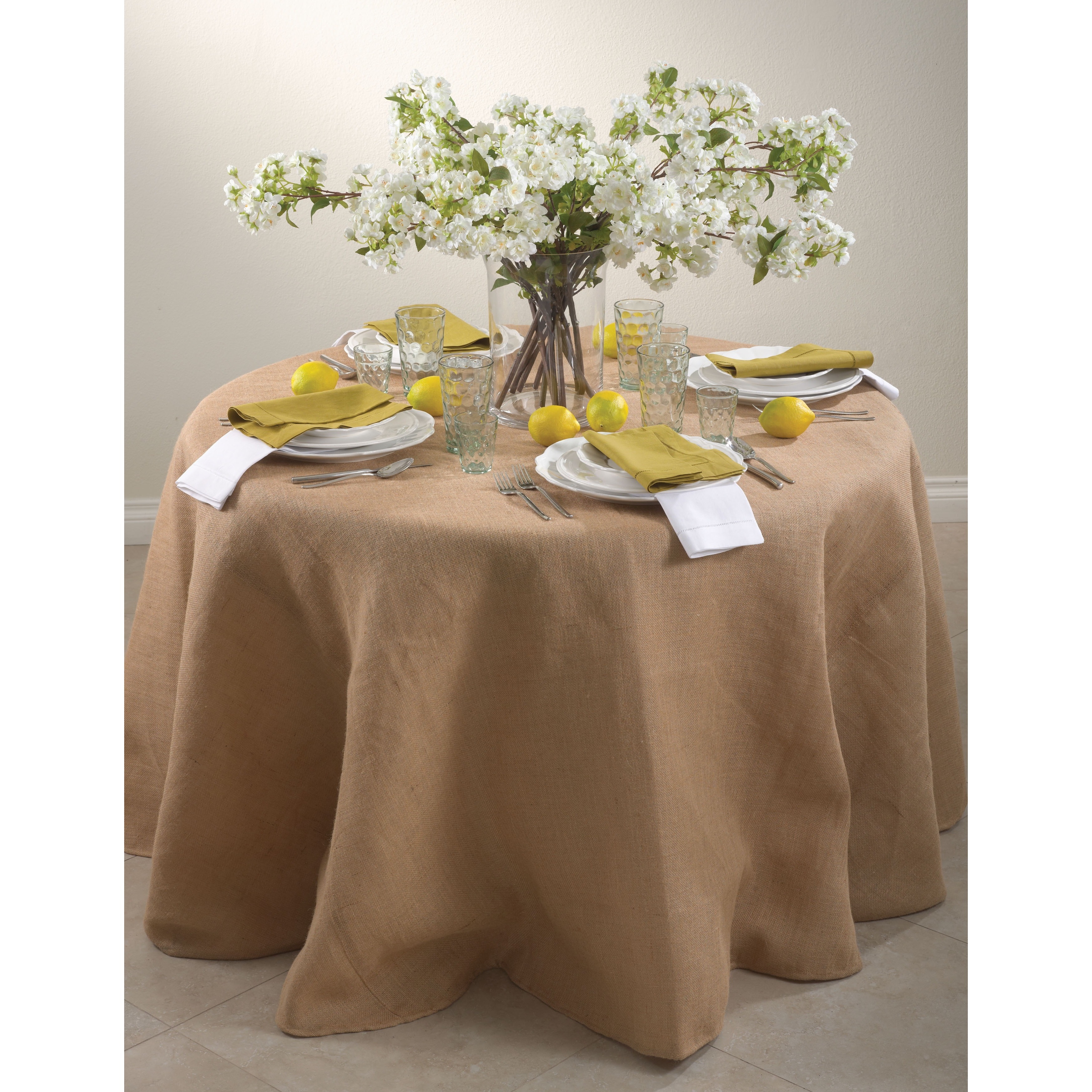 Tablecloth Burlap Natural Round 83 Inch By Broward Linens